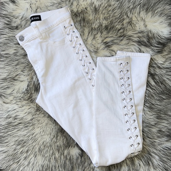 Express Denim - Express White Side Lace High Rise Legging Jeans 4 (Fit like size 2)
